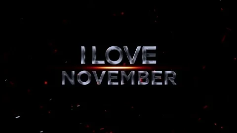 Metallic silver 3D text reading I love November with glowing light and floa.. Video stock 343576233