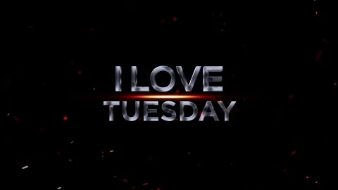 Metallic silver 3D text reading I Love Tuesday with glowing orange light an.. Stock Footage 343576242