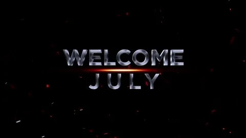 Metallic silver 3d text welcome july with glowing light effect and floating.. Video stock 343576278