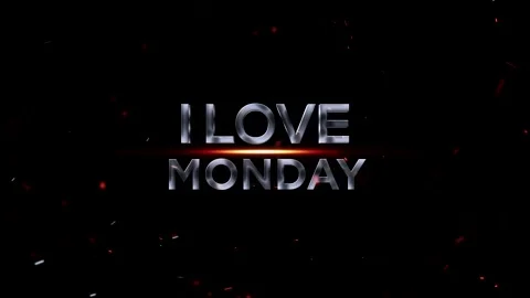 Metallic silver 3D typography text i love monday with glowing light effect .. Video stock 343576283