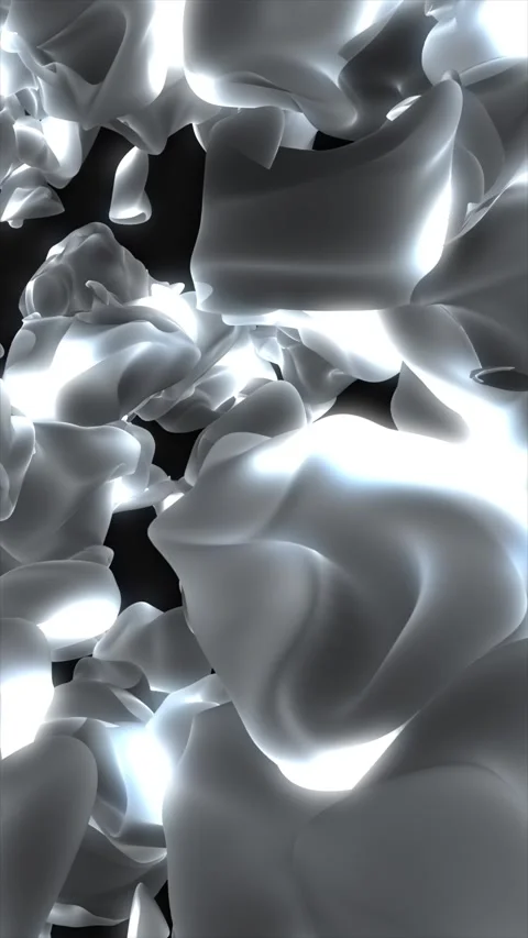 Metallic silver abstract shapes with glowing edges forming a complex, futur.. Stock Footage 318681198