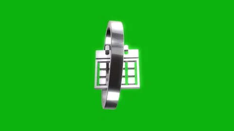 Metallic silver calendar icon rotating in chrome ring on green screen backg.. Stock Footage 346499408