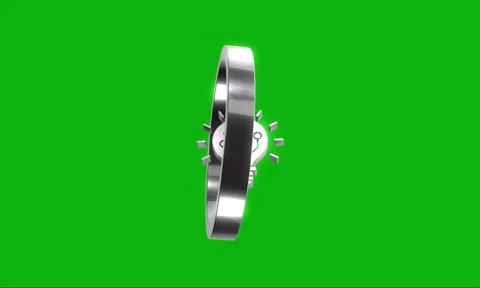 Metallic silver circuit light bulb icon rotating on green screen background.. Stock Footage 346499540