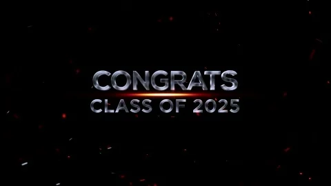 Metallic silver congrats class of 2025 typography with glowing light effect Vídeo Stock 343576302