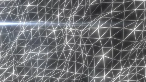 Metallic silver digital mesh grid illuminated by bright white light lines in  스톡 일러스트
