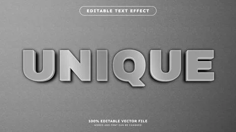 Metallic silver editable text effect on grey background Stock Illustration