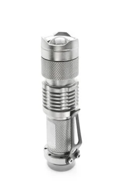 Metallic silver flashlight Foto stock