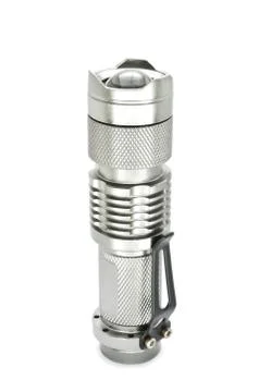 Metallic silver flashlight Foto stock