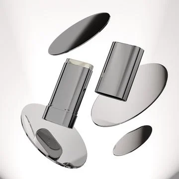 Metallic silver Foundation Stick packaging mockup Stock Illustration