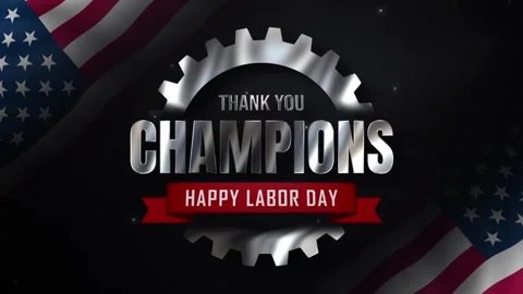 Metallic Silver Happy Labor Day Animation with Thank You Message Stockbeeldmateriaal 342615129