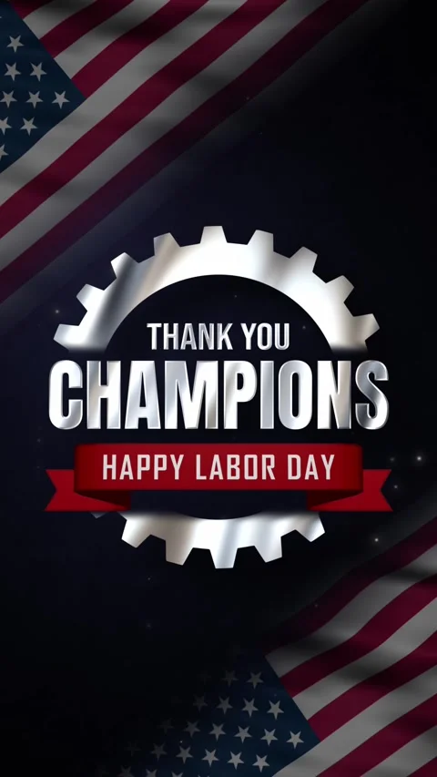 Metallic Silver Happy Labor Day Animation with Thank You Message Vertical Video Vídeo Stock 342620234