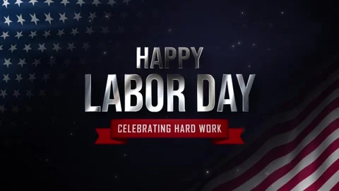 Metallic Silver Happy Labor Day Anniversary with USA Flag Background Vídeo Stock 342792992