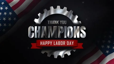 Metallic Silver Happy Labor Day with Thank You Message Stock Illustration