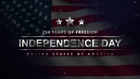 Metallic Silver Independence Day Animation with 250 Years of Freedom 스톡 동영상 337571405