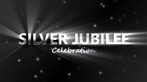 Metallic Silver Jubilee Text Animation with Light Rays Stock Footage 325837692