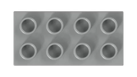 Metallic Silver Lego Block Isolated on a White Background. 스톡 일러스트
