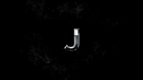 Metallic silver letter J isolated with swirling smoke energy effect 库存影片 343576331