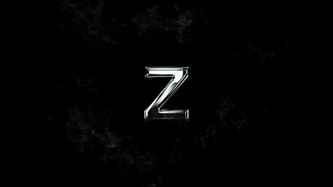 Metallic silver letter Z surrounded by a circular smoke explosion effect Vídeo Stock 343576343