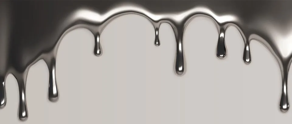Metallic silver liquid drips border Illustrazione stock