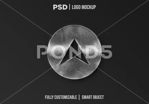 Metallic silver luxury logo mockup on black background PSD Template