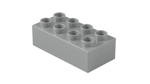 Metallic Silver Plastic Lego Block Isolated on a White Background. Stock Illustration