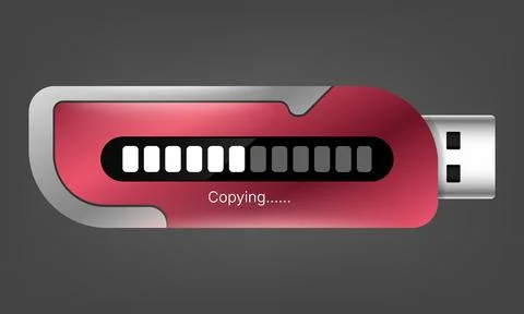 Metallic Silver Red Flash Drive 3D Loading Copy Interface Stock Illustration