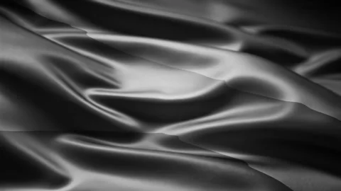Metallic silver satin fabric waves background with glossy folds, abstract seaml Stock Footage 341376656