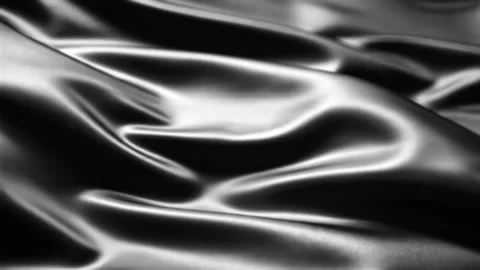 Metallic silver satin fabric waves background with glossy folds, abstract seamle Stock Footage 341376773