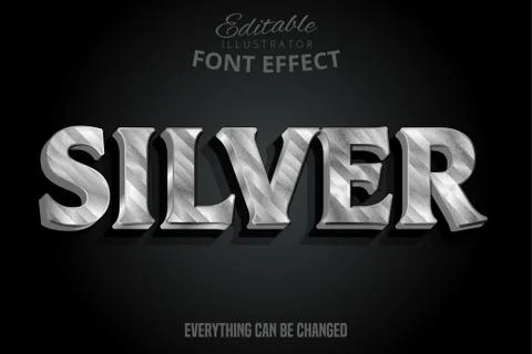 Metallic silver text effect, shiny silver alphabet style Stock Illustration
