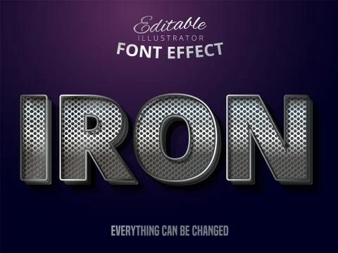 Metallic silver text effect, shiny steel alphabet style Stock Illustration