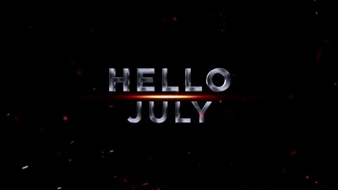 Metallic silver threedimensional text reading Hello July with glowing orang.. Stock Footage 343576389