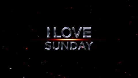 Metallic silver threedimensional text reading I love Sunday with glowing li.. Vídeos de archivo 343576395