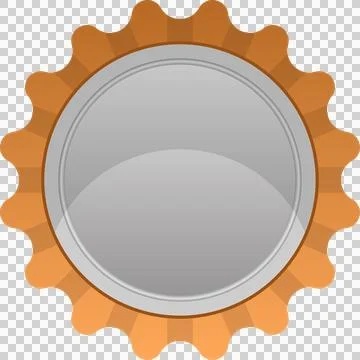 A metallic silver token with a decorative orange corrugated border set agai.. Stock Illustration