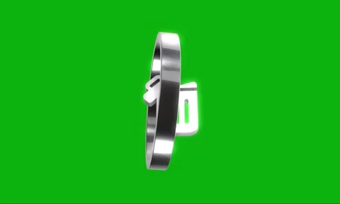 Metallic silver trash bin icon within rotating circle ring on green screen .. Stock Footage 346499530