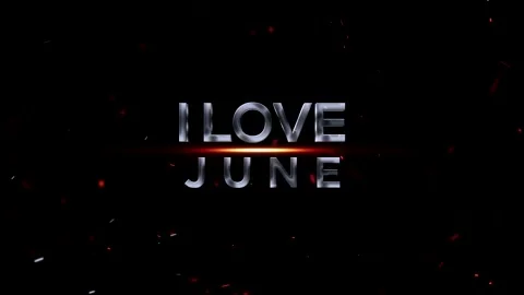 Metallic silver typography with the text I Love June featuring glowing ligh.. Video stock 343576404