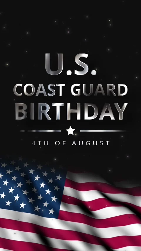 Metallic silver us coast guard birthday vertical video Stock Footage 340501020