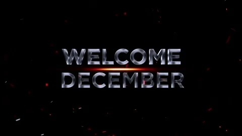 Metallic silver welcome december text design with glowing red light and flo.. Vídeo Stock 343576402