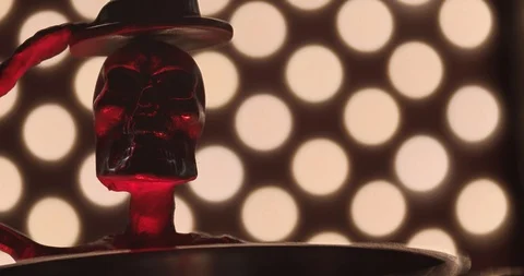 Metallic skeleton illuminated by warm light Stock Footage 117351051