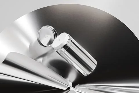 Metallic skincare pump packaging with flip cap Stock Illustration