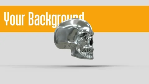 A metallic skull spinning around itself - customizable background, separate.. Vidéo 319853829