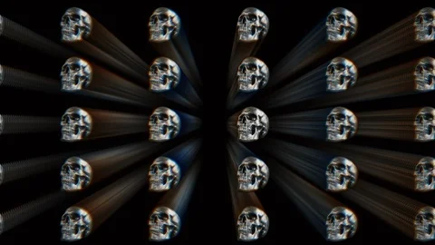 Metallic Skulls Prism Wall Loop Background Stock Footage 122820399