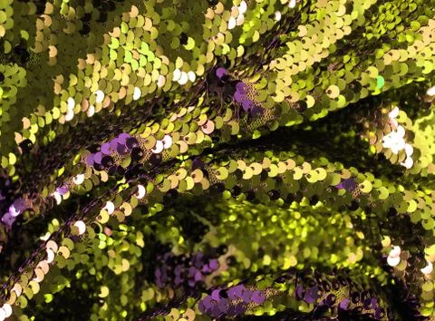 Metallic sparkling sequins scales background, round sequins in fashion dress, Stock Photos