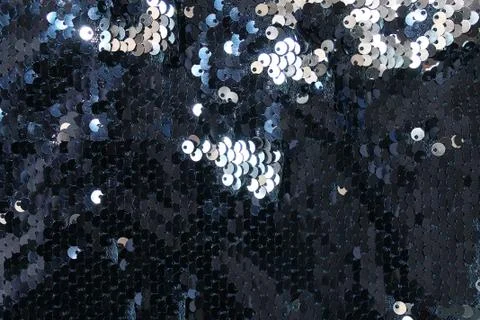 Metallic sparkling sequins scales background, round sequins in fashion dress, Stock Photos