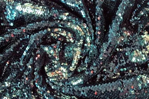 Metallic sparkling sequins scales background, round sequins in fashion dress, Stock Photos
