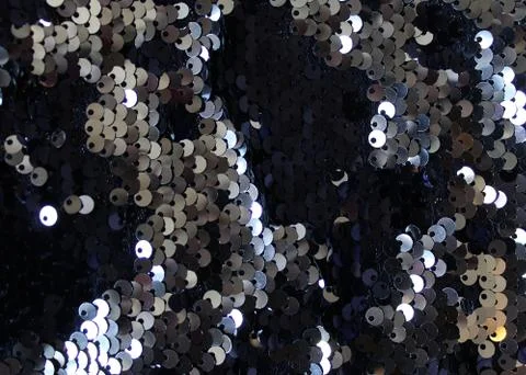 Metallic sparkling sequins scales background, round sequins in fashion dress, Stock Photos