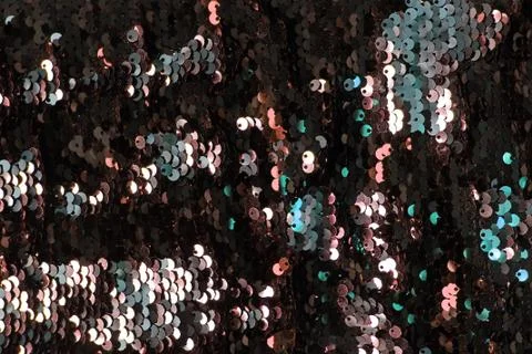 Metallic sparkling sequins scales background, round sequins in fashion dress, Stock Photos