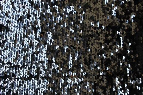 Metallic sparkling sequins scales background, round sequins in fashion dress, Stock Photos