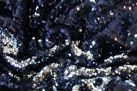 Metallic sparkling sequins scales background, round sequins in fashion dress, Stock Photos