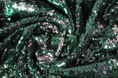 Metallic sparkling sequins scales background, round sequins in fashion dress, Stock Photos