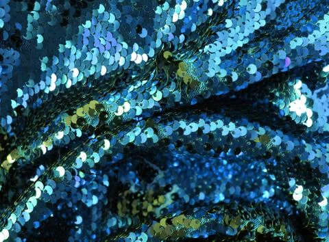 Metallic sparkling sequins scales background, round sequins in fashion dress, Stock Photos